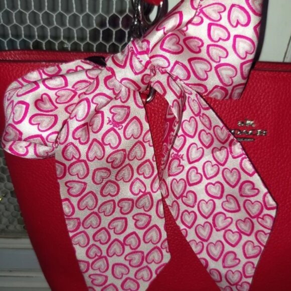 Coach Pink Heart Motif Scarf - Picture 1 of 7